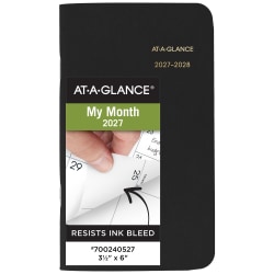 AT-A-GLANCE® 2027-2028 Two Year Monthly Planner, Black, Pocket, 3 1/2" x 6"