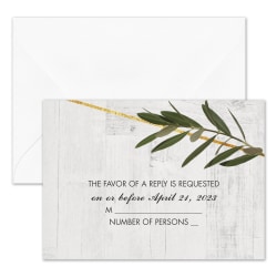 Custom Shaped Wedding & Event Response Cards With Envelopes, 4-7/8" x 3-1/2", Rustic Dreams, Box Of 25 Cards