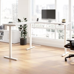Bush Business Furniture Move 60 Series 72"W Height Adjustable L Shaped Standing Desk, White/White Powder Coat, Standard Delivery