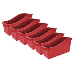 Storex Large Book Bins, 12"H x 5-1/4"W x 7"D, Red, Pack Of 6 Bins