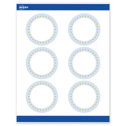 Avery® Print-To-The-Edge Labels With Sure Feed® Technology, S00-DMD-PRWMP10, Round, 3", Matte White, Preprinted Blue Border with Gold Dots Design, Pack Of 60