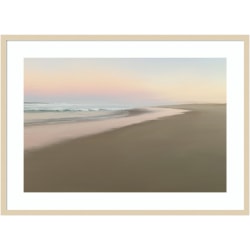 Amanti Art Soft Beach Embrace by JL Design Wood Framed Wall Art Print, 41"W x 30"H, Natural