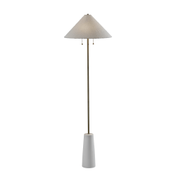 Adesso Waylon Floor Lamp, White/White Boucle Fabric Shade