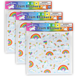 Ready 2 Learn Foam Stickers, Unicorns and Rainbows, Pack Of 180 Stickers, Set Of 3 Packs