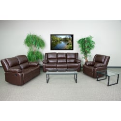 Flash Furniture Harmony Series LeatherSoft Reclining Sofa Set, Brown