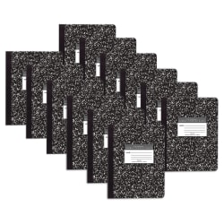 Roaring Spring Paper Products Composition Book, Unruled, 9-3/4" x 7-1/2", 50 Sheets, Black Marble, Pack Of 12