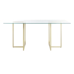 Eurostyle Legend Rectangle Dining Table, 30"H x 66"W x 36"D, Brushed Matte Gold/Clear