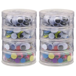 Creativity Street Wiggle Eyes Storage Stacker, Assorted Colors, 400 Pieces Per Pack, Set Of 2 Packs