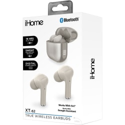 Bytech iHome XT-62 True Wireless Bluetooth In-Ear Earbuds, Gray, HMAUBE233GY