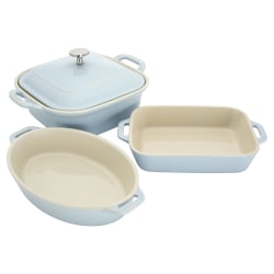 Staub Ceramic 4-Piece Ceramic Mixed Baking Pan Set With Lid, Light Blue