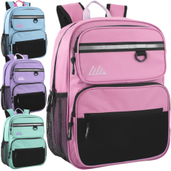 Summit Ridge Reflective Backpacks, Pink/Purple/Light Blue/Teal, Pack Of 24 Backpacks