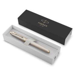 Parker IM Monochrome RollerBall® Pen, Champagne Finish and Trims, Fine Point, Black Ink, Gift Box