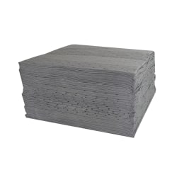 Hospeco TaskBrand® Industrial Sorbent Pads, 15" x 18", Gray, Pack Of 100 Pads