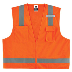 Ergodyne GloWear® Safety Vest, Economy Surveyor's 8249Z, Type R Class 2, 2X/3X, Orange