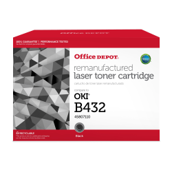 Office Depot® Standard Yield Black Toner Cartridge Replacement for Okidata B432, ODB432
