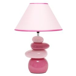 Creekwood Home Priva Ceramic Stacking Stones Table Lamp, 17-1/4"H, White Shades/Pink Base