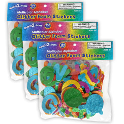Ready 2 Learn Glitter Foam Stickers, Alphabet, 156 Stickers Per Pack, Set Of 3 Packs