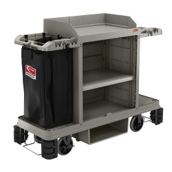 Suncast Commercial Standard Plus Housekeeping Cart, 49-3/4"H x 24"W x 62-3/16"D, Platinum