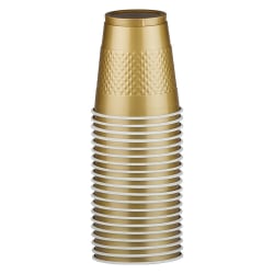 JAM PAPER Plastic Party Cups, 12 oz, Gold, 20 Glasses/Pack