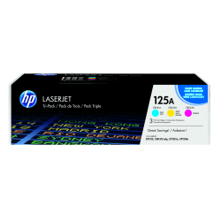 HP 125A Cyan, Magenta, Yellow Toner Cartridges, Pack Of 3, CE259A
