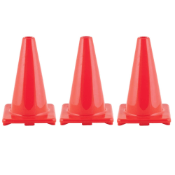 Champion Sports Hi-Visibility Flexible Vinyl Cones, 8" x 12", Orange, Pack Of 3 Cones