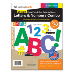 FreshCut Crafts Bulletin Board Letters & Numbers, 1.5in & 3in, Jewel Colors, 710 Pieces