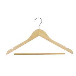 Polypak Industries AG Wooden Hangers, Men's, Natural, Case of 100 Hangers