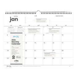 2026 Blue Sky Monthly Wall Calendar, 15" x 12", To Do, January To December, 152697