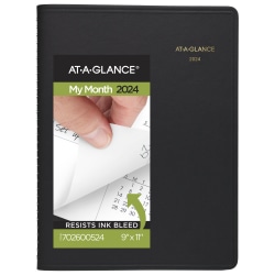 2024-2025 AT-A-GLANCE® Monthly Planner, 9" x 11", Black, January 2024 To March 2025, 7026005