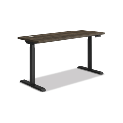 HON Coordinate 58"W Adjustable Height Standing Desk, 3-Stage Base, Florence Walnut/Black