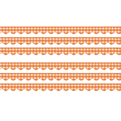 Teacher Created Resources Scalloped Border Trim Pack, 35’, Orange Gingham, Set Of 6 Packs