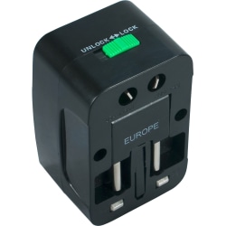 QVS Premium World Power Travel Adaptor Kit with Surge Protection - 1 Pack - 110 V AC, 220 V AC Input - Black