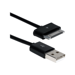 QVS - Charging / data cable - USB male to Samsung 30-pin Dock Connector male - 10 ft - black - for Samsung Galaxy Tab 10.1, Tab 10.1N, Tab 10.1V, Tab 2, Tab 7.0, Tab 7.7, Tab 8.9