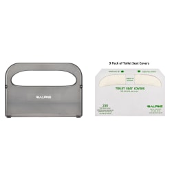 Alpine Industries Half-Fold Toilet Seat Cover Dispenser With Flushable Toilet Seat Covers, Black