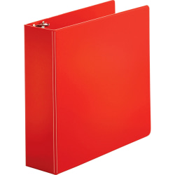 Business Source Basic Round Ring Binders - 3" Binder Capacity - Round Ring Fastener(s) - Vinyl - Red - 1.68 lb - Recycled - 1 / Each
