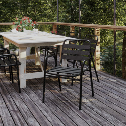 Flash Furniture Lila Aluminum Indoor/Outdoor Restaurant Stack Chair, Black, TLH018CBK
