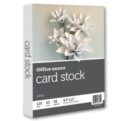 Office Depot® Card Stock, White, Letter (8.5" x 11"), 65 lb, 125 Sheets, 96 Bright