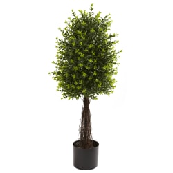 Nearly Natural Ixora Topiary 35"H Plastic UV Resistant Indoor/Outdoor Tree, 35"H x 12"W x 12"D, Green