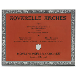 Arches® Aquarelle Watercolor Block, 140 Lb, Hot Press, 12" x 16"