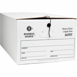 Business Source Heavy Duty Legal Size Storage Box - External Dimensions: 15"x 24" Depth x 10" - Media Size Supported: Legal - 26757