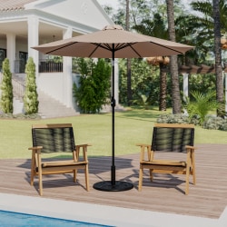 Flash Furniture Kona Round Umbrella With Standing Umbrella Base, 101-1/4"H x 104-1/2"W x 104-1/2", Tan