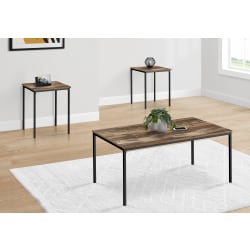 Monarch Specialties Jodi Metal/Laminate 3-Piece Rectangular Table Set, Brown Reclaimed/Black
