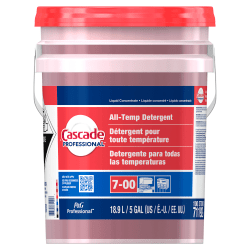 Cascade Professional All-Temperature Rinse Aid Detergent, Closed Loop, 5 Gallon, Red