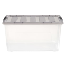 Iris® Stack & Pull™ Storage Boxes, 18 Gallon, Clear/Gray, Set Of 3 Boxes