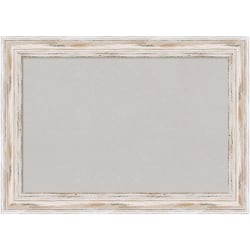 Amanti Art Rectangular Non-Magnetic Cork Bulletin Board, Gray, 21" x 15", Alexandria White Wash Narrow Wood Frame