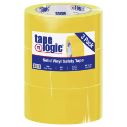 BOX Packaging Solid Vinyl Safety Tape, 3" Core, 2" x 36 Yd., Yellow, Case Of 3