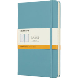 Moleskine Classic Hard Cover Notebook, 5" x 8-1/4", Ruled, 240 Pages, Reef Blue