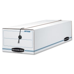 Bankers Box® Liberty® Corrugated Storage Boxes, 4 1/2" x 6 1/4" x 24", White/Blue, Case Of 12
