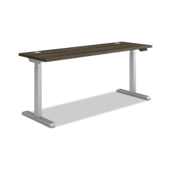 HON Coordinate 70"W Adjustable Height Standing Desk, 3-Stage Base, Florence Walnut/Silver