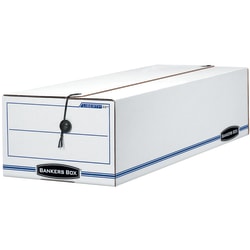 Bankers Box® Liberty® Corrugated Storage Boxes, 7 1/2" x 9" x 24 1/4", White/Blue, Case Of 12